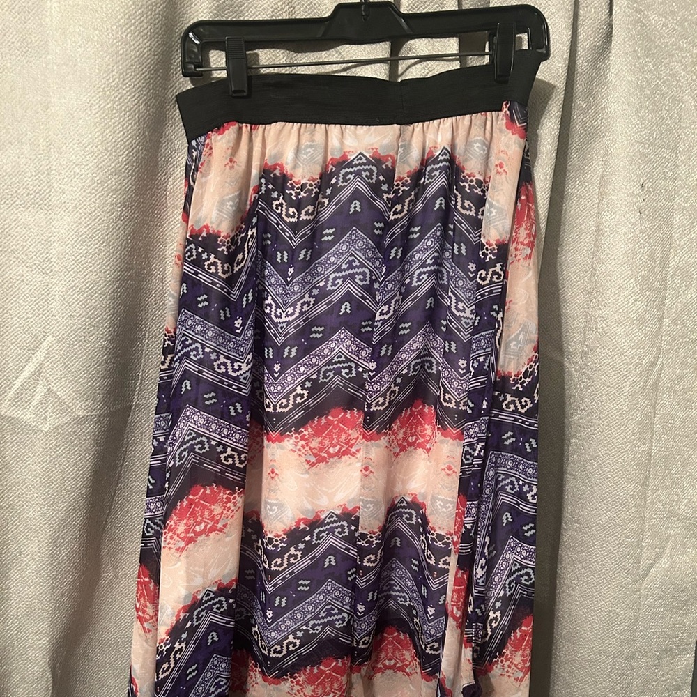 Bandana Chevron Skater Skirt - Red and White with a white lining 10 inches down